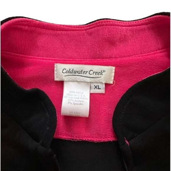 Coldwater Creek Black Zipper Front Slinky Side Pockets Cardigan Jacket Size XL - Picture 2 of 12